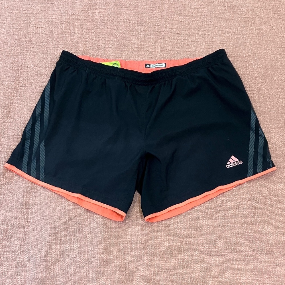 Adidas size 6 wm’s Black & coral lined sports Shorts
